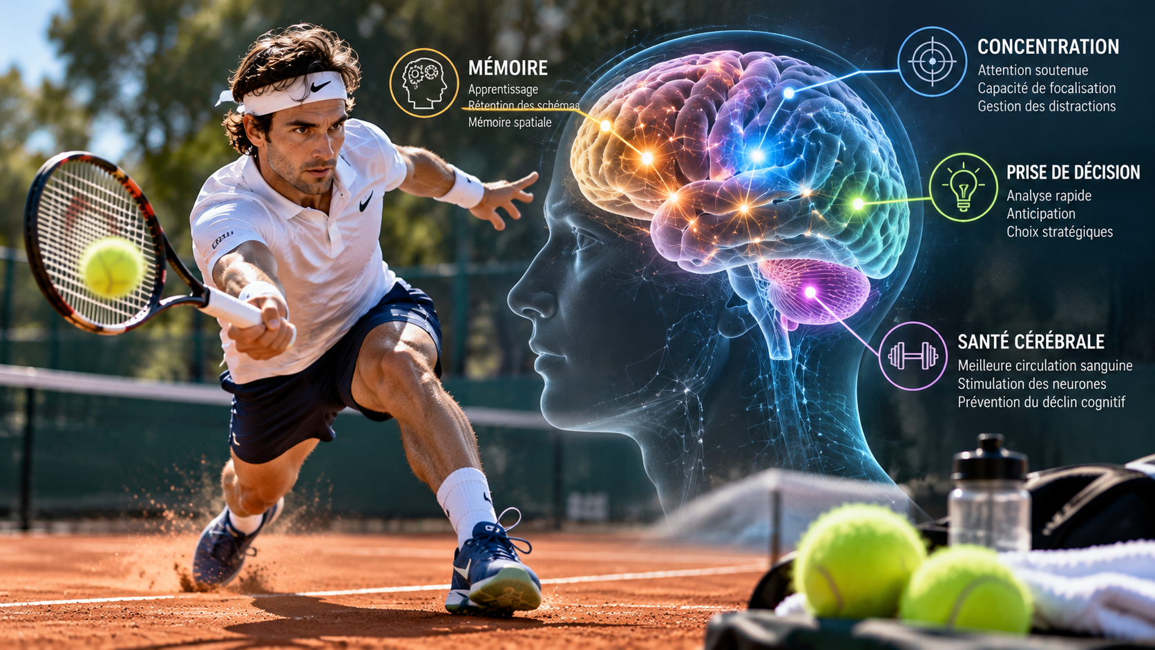 Le tennis et le cerveau : les effets de la pratique sur la mémoire, la concentration et la prise de décision